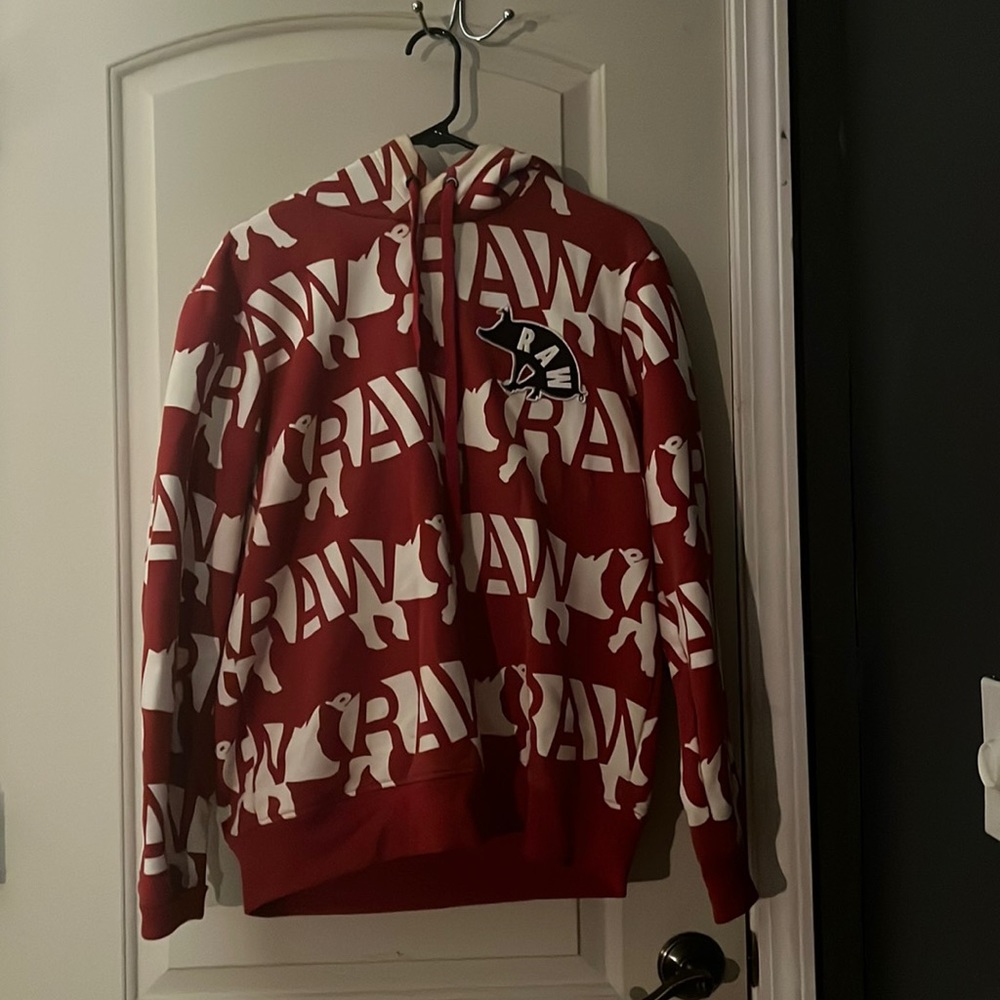 Red and white Raw hoodie